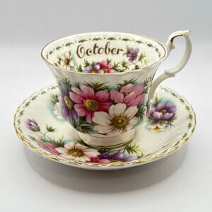 Royal Albert Cosmos October Bone China Flower of the Month Teacup Saucer
